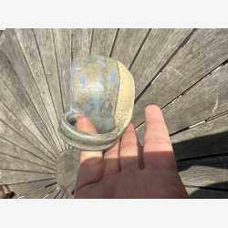 Stort krus med stor hank - lkker bl / creme glasur