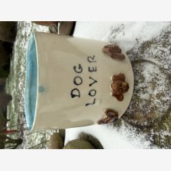 Krus rille model u/hank i bl� / creme glasur 