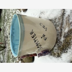 Krus med blomster og tekst - sommer p� vej